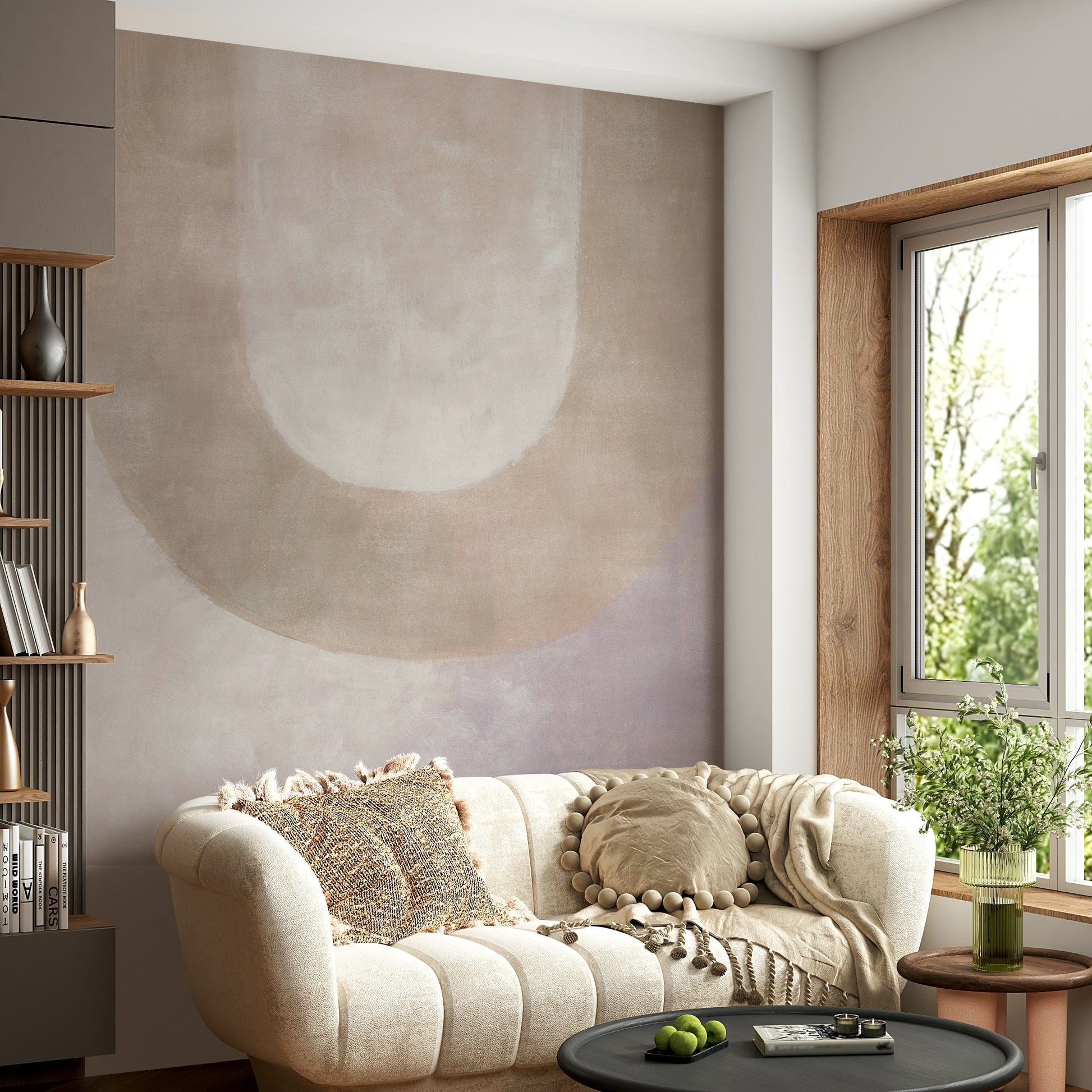 Subtle earthy curves wall covering

