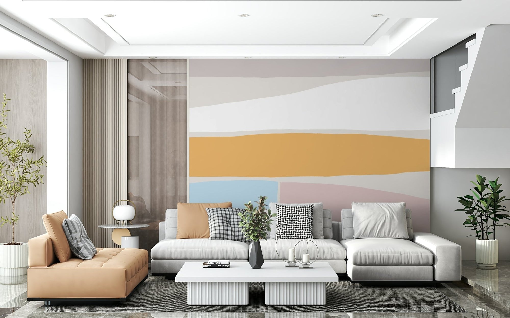 Abstract Earthscape Wall Mural with soft pastel tonal color GD5442