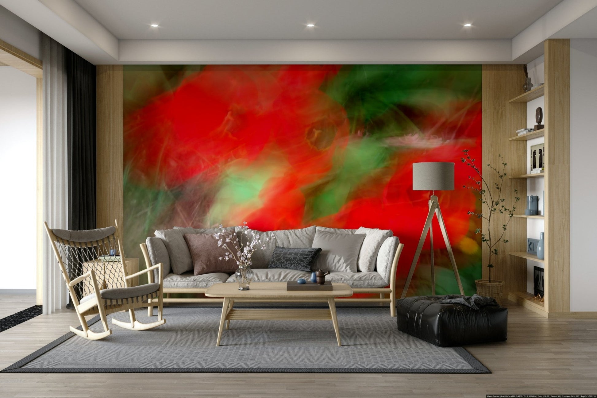 The room has a creative and energetic atmosphere.


