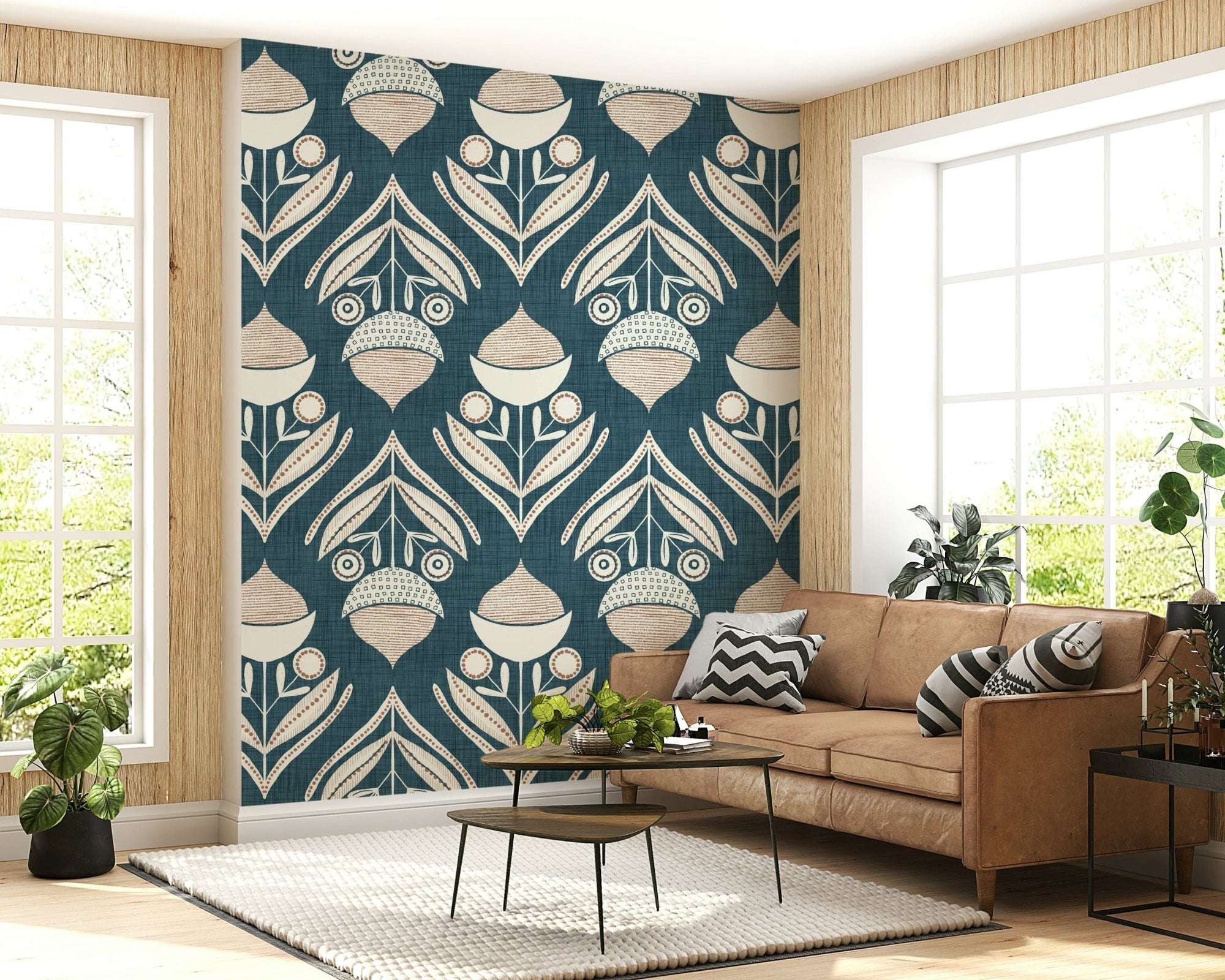 Abstract Floral Bloom Wallpaper featuring curious stylized seed pods., GD6603