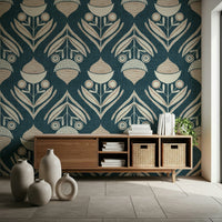 Peculiar folk art blossom of Abstract Floral Bloom repeating pattern.