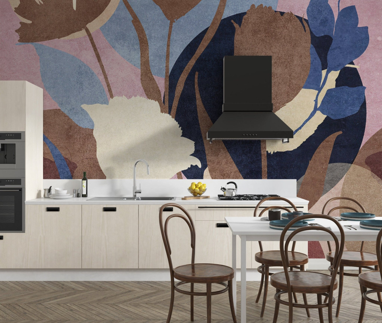 Abstract floral botanical wallpaper design
