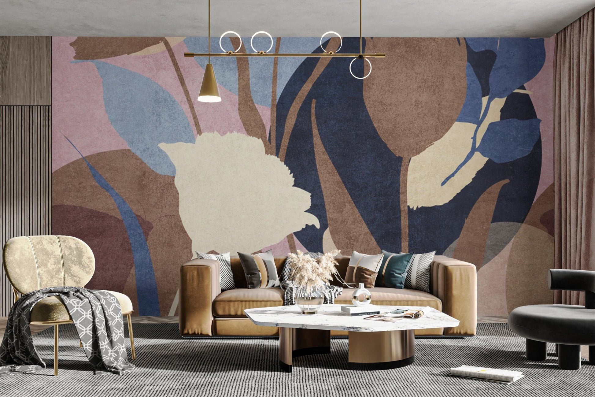 Minimalist floral wallpaper with texture
