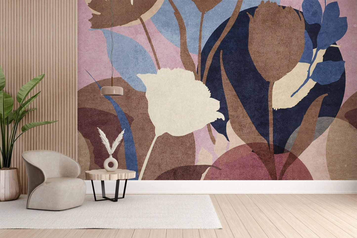 Modern floral wallpaper with artistic touch
