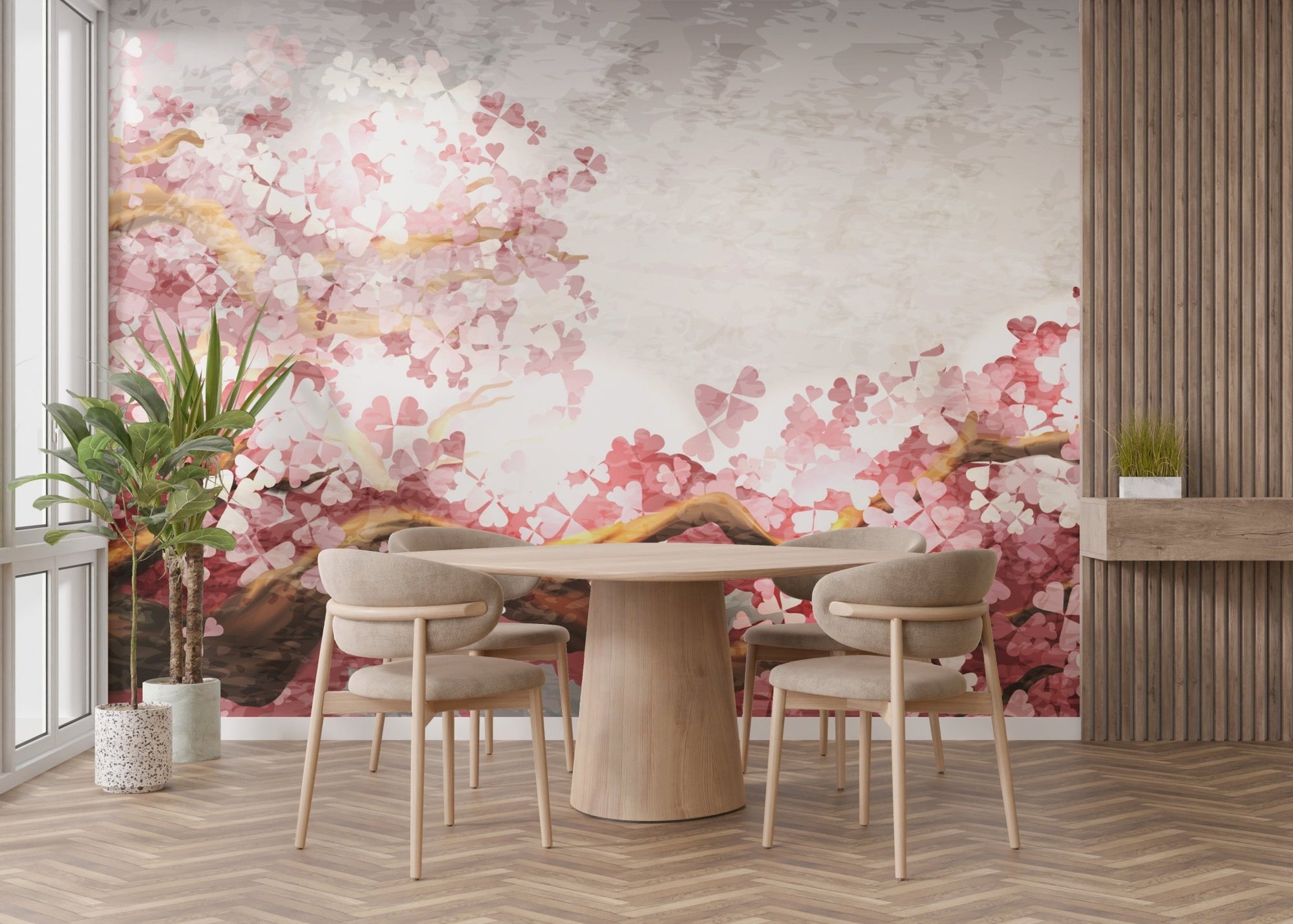 Pink Flower Sakura Branch Wallpaper Murals - Giffywalls B036