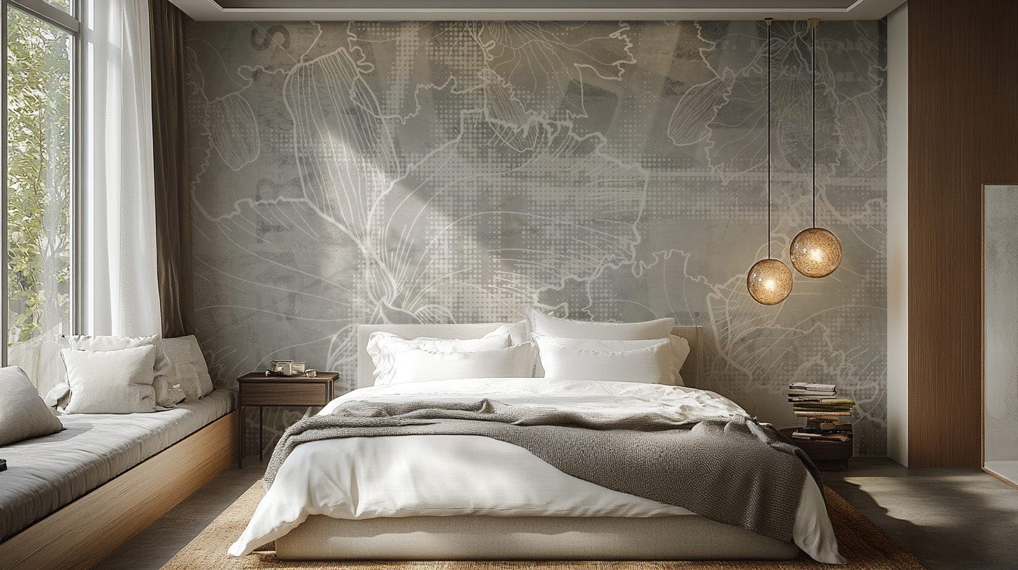 Modern abstract floral leaves wall covering
