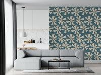 Abstract Floral Radiance Fiddlesticks triangles nifty periwinkle wall mural.