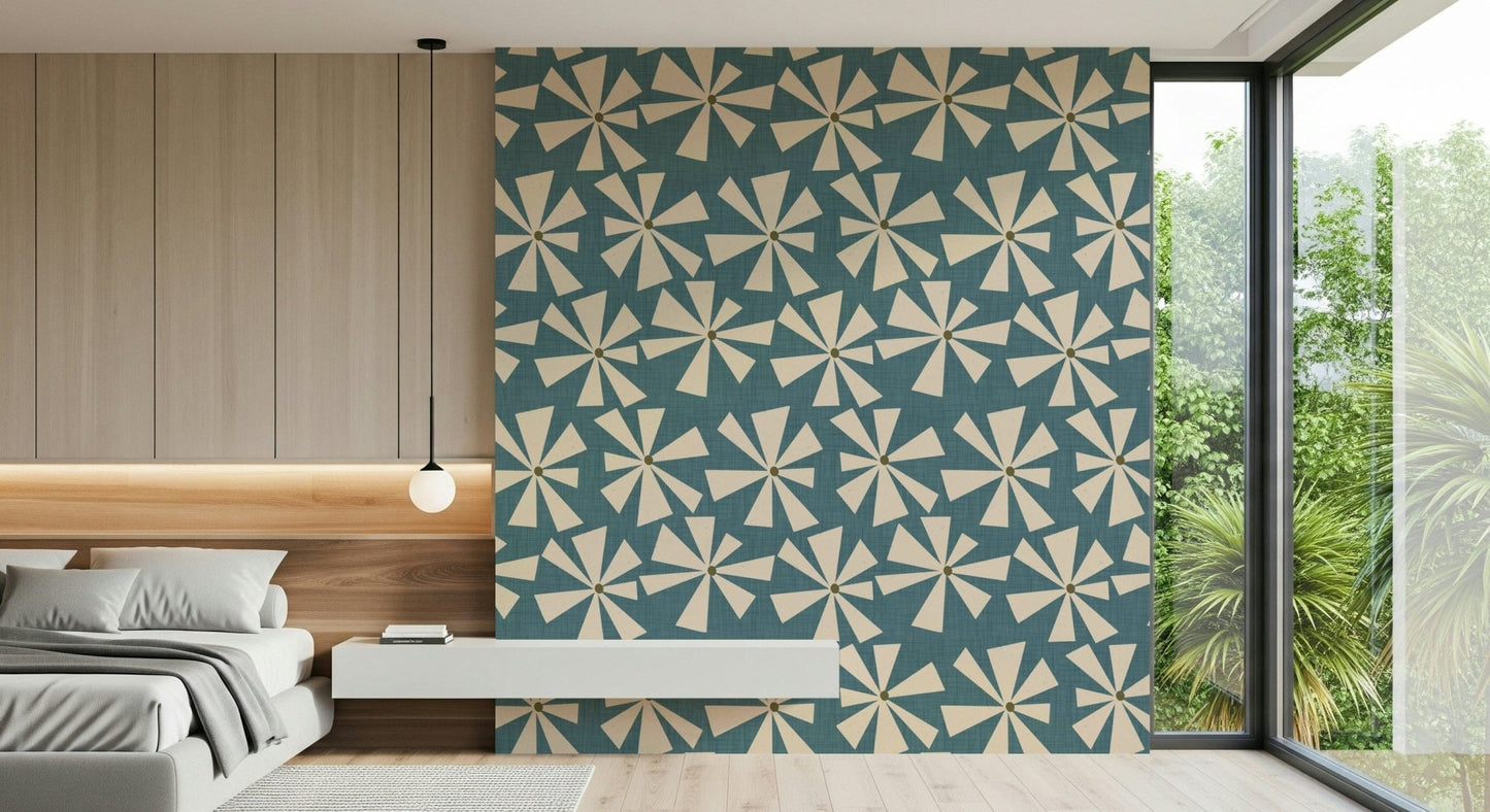 Quibble no more: Dillydallying ochre Abstract Floral Radiance Wallpaper.