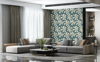 Abstract Floral Radiance Wallpaper Wondrous burlap-textured blossoms wall mural.