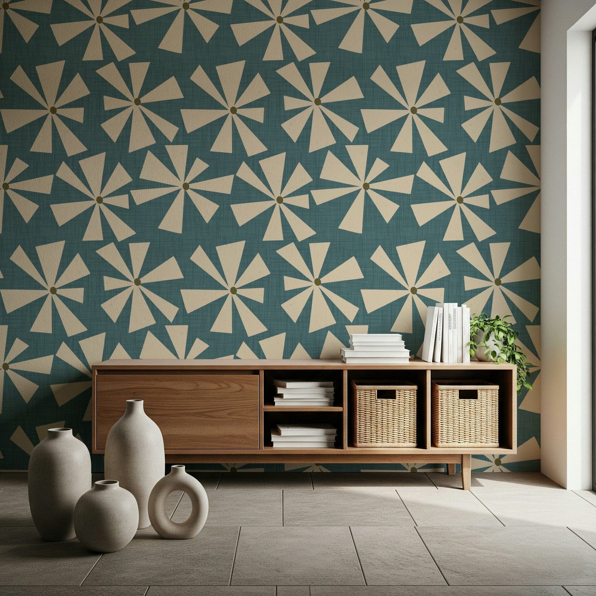 Lollygagging floral pattern: Abstract Floral Radiance seafoam splendiferous.