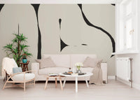 Abstract Flow Neutral Curves wall mural soft beige pattern