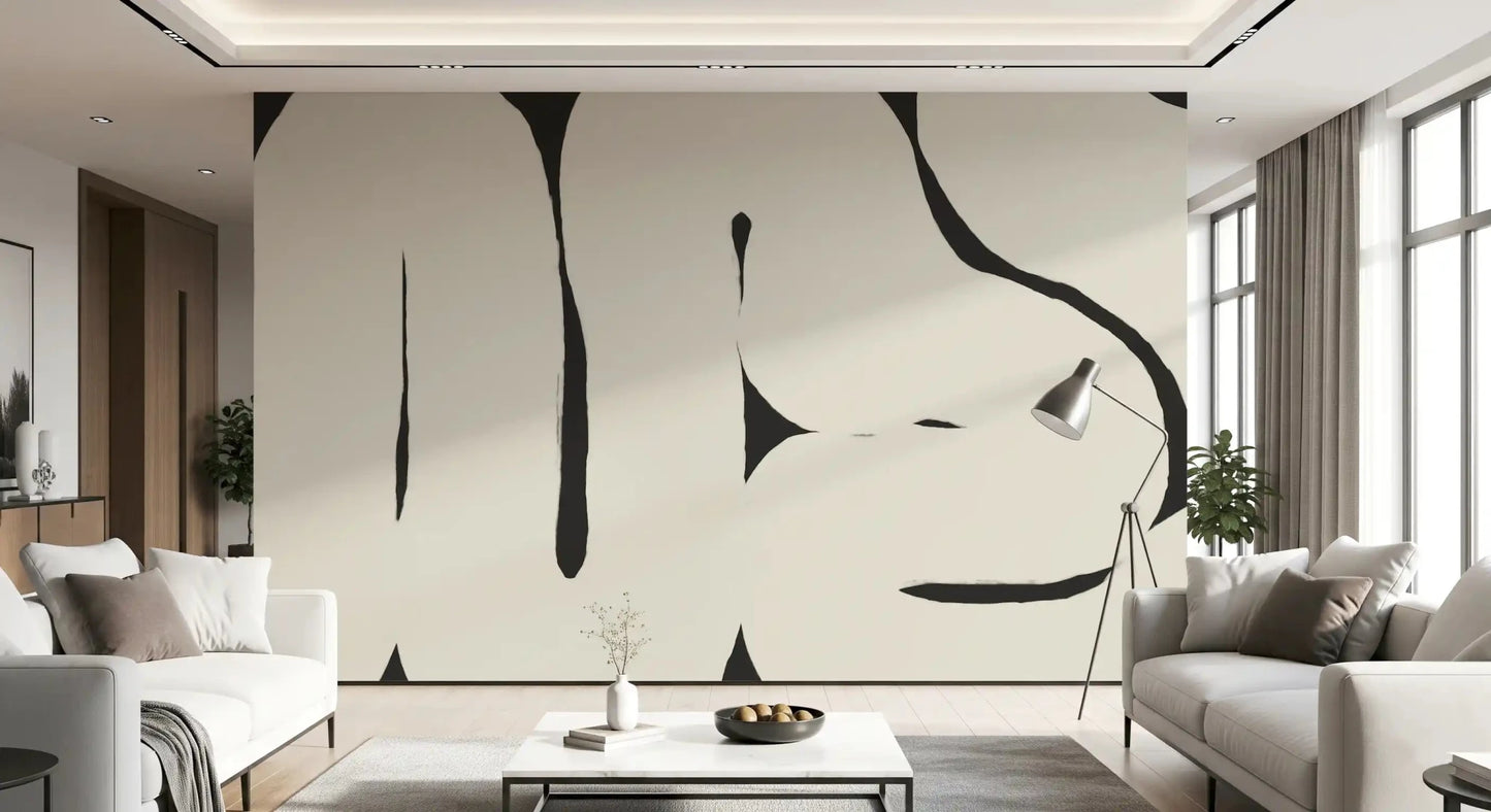 Home wall Abstract Flow Neutral Curves mural modern design