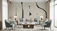 Minimal beige wall mural Abstract Flow soft curve layout
