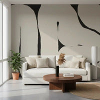 Neutral abstract wall mural Abstract Flow curved shapes design