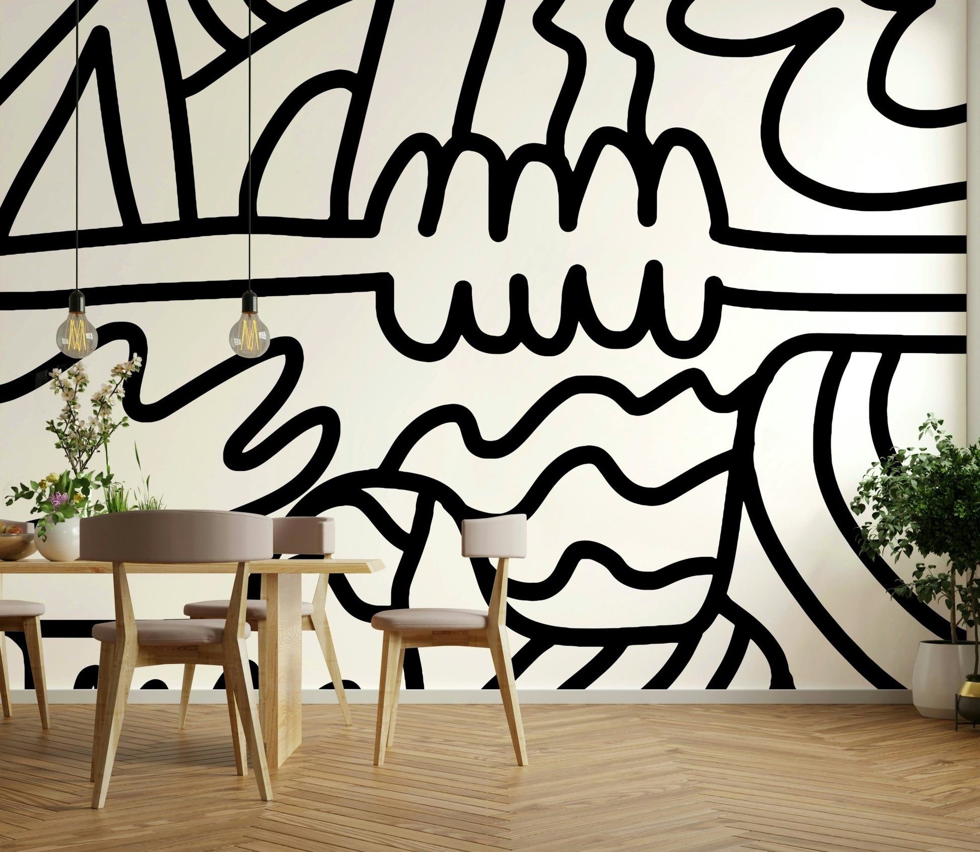 Abstract mural with gentle curved motion


