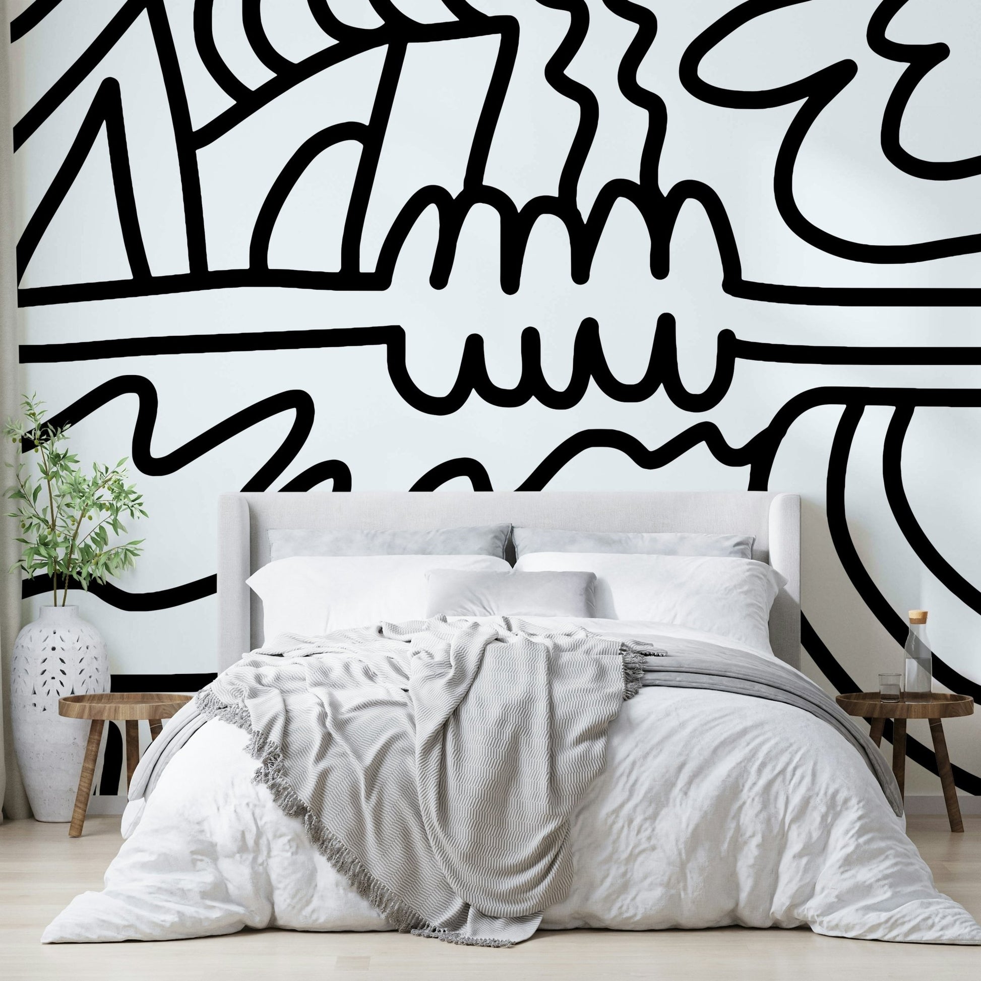 Creative studio with abstract flow wallpaper

