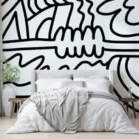 Creative studio with abstract flow wallpaper

