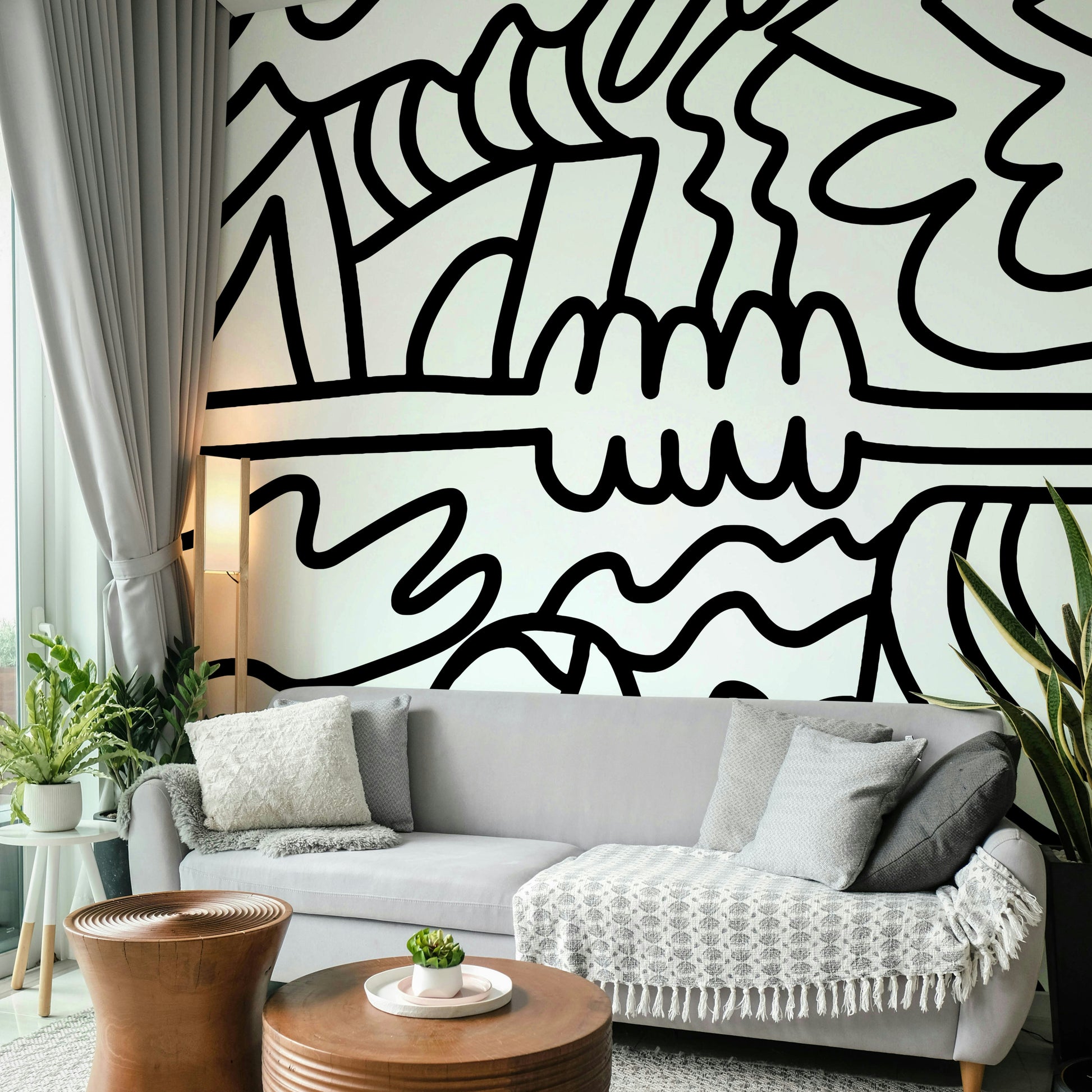 Living room with Abstract Flow wallpaper

