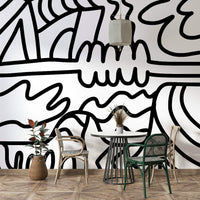 Calm wall mural with modern abstract art

