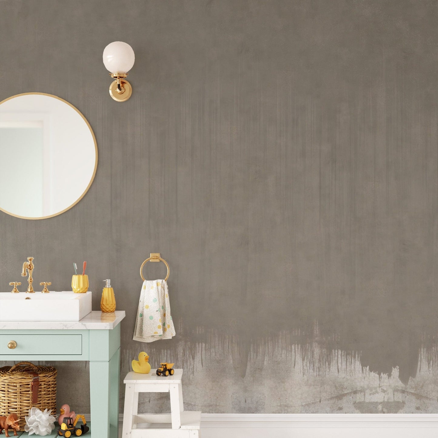 Neutral woodland watercolour wallpaper print
