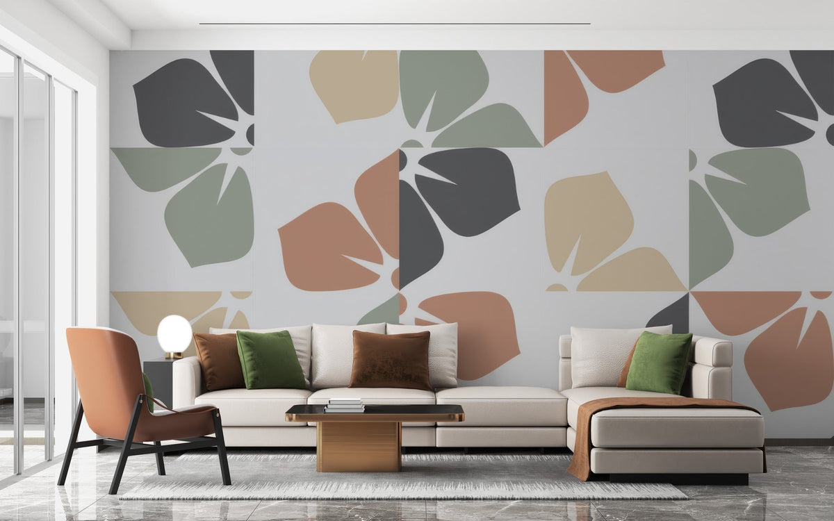 Abstract foliage wallpaper with bold colors, C71