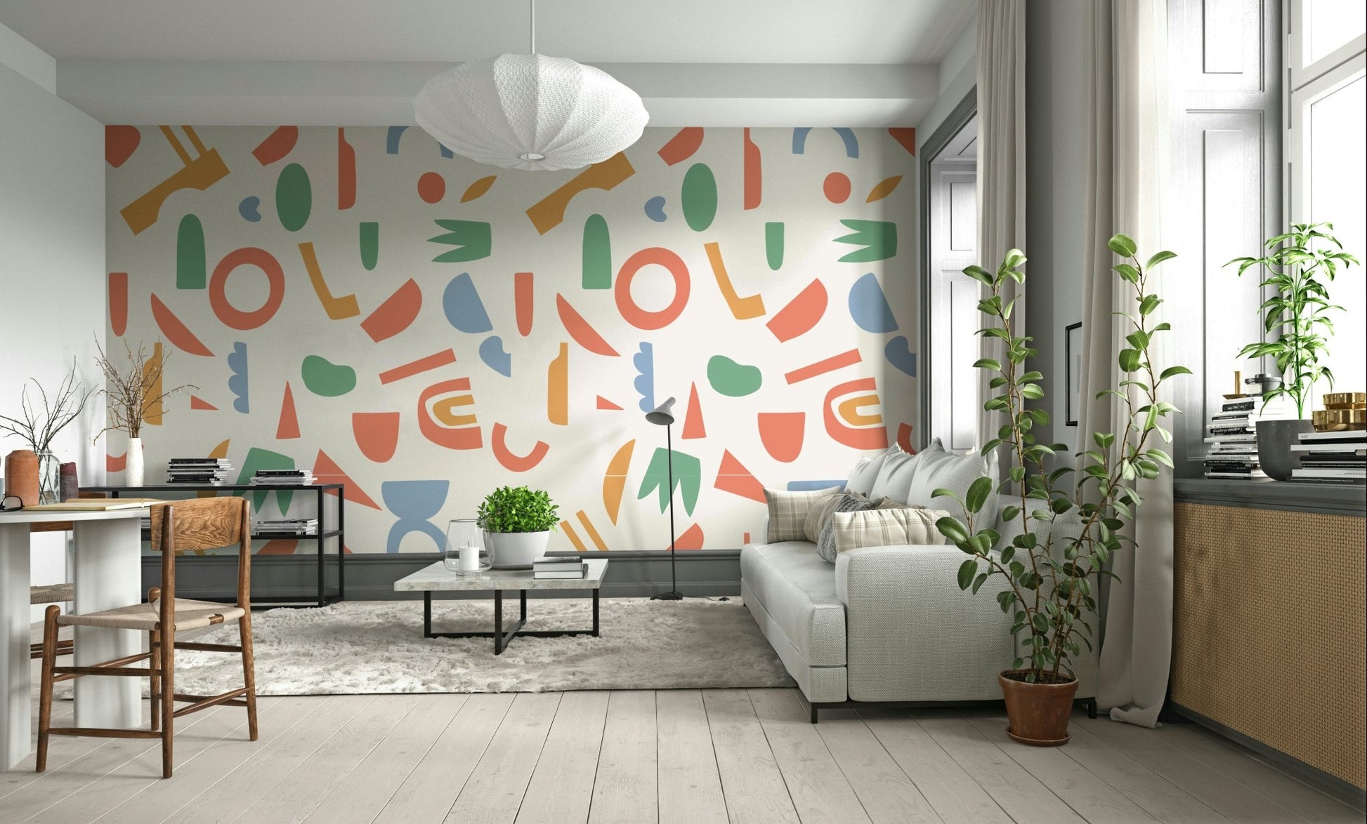 The composition is a structured, repeating pattern.

