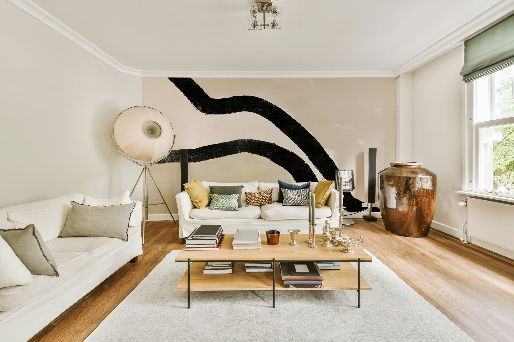 A beautiful abstract form wallpaper mural for a modern home.

