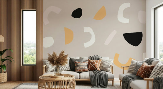 Abstract Forms Wall Mural with artistic shapes in soft tones GD5438