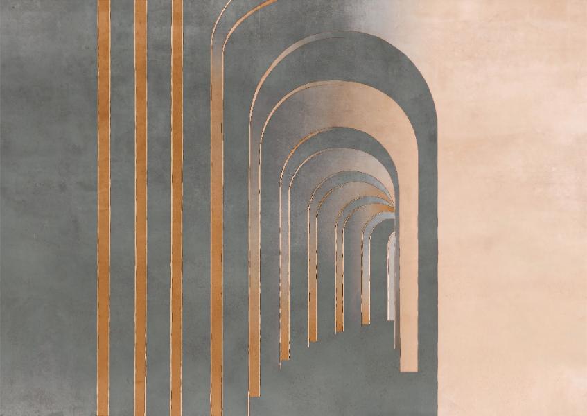 Textured geometric arch mural wallpaper
