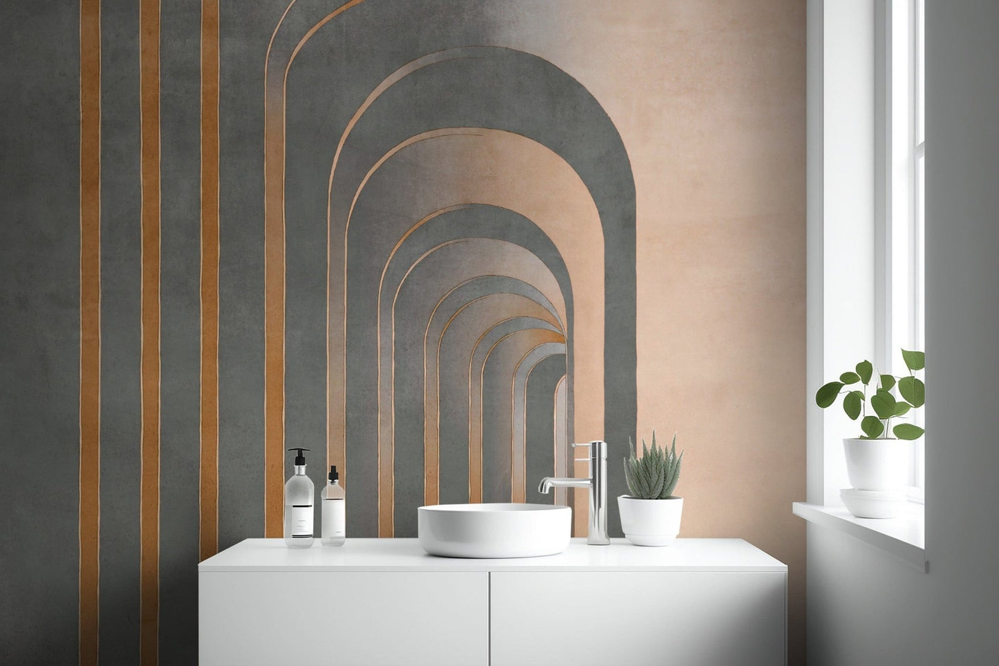 Minimalist geometric arch wall décor
