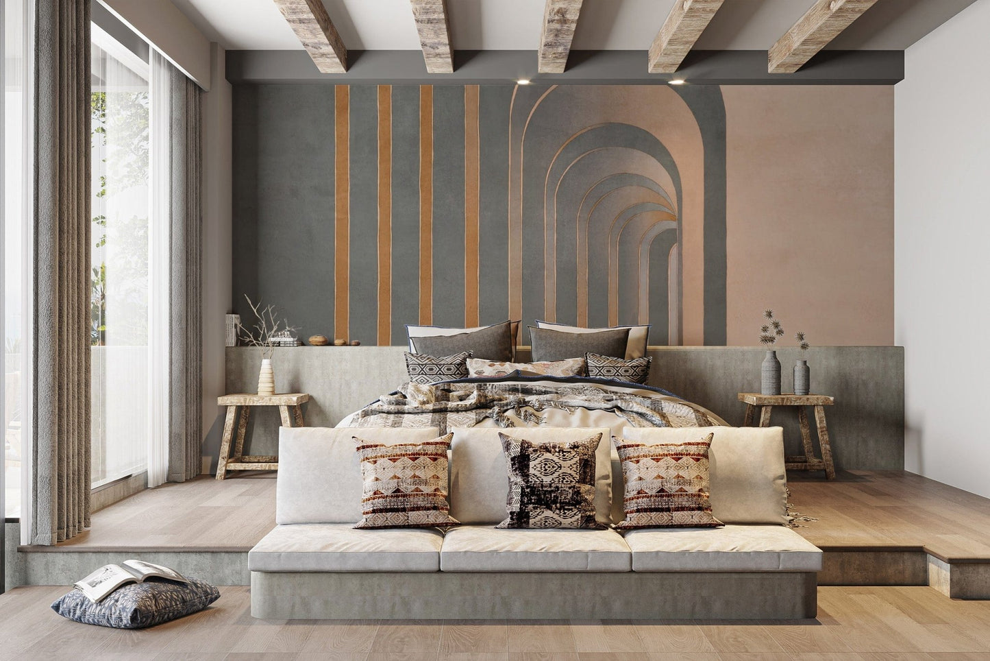 Luxury geometric wallpaper with arches
