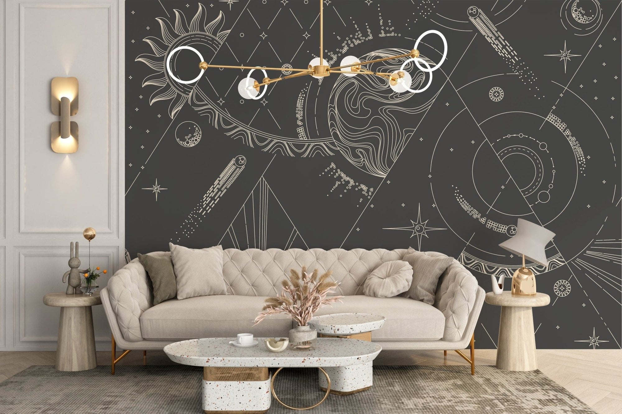 Geometric-style wallpaper mural design A937