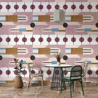 Warm earth tones geometric wallpaper for contemporary spaces


