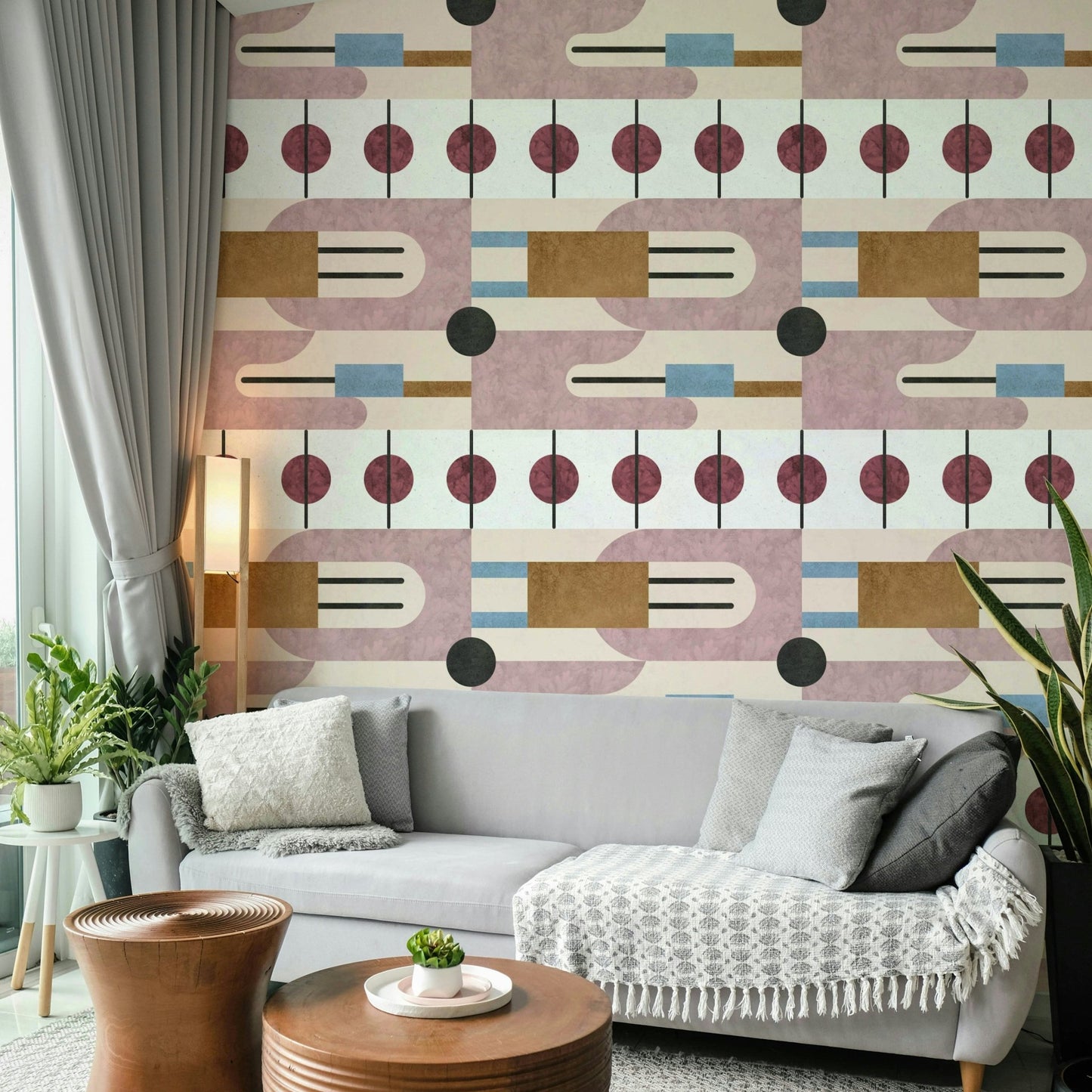 Earthy, modern geometric design wallpaper for offices


