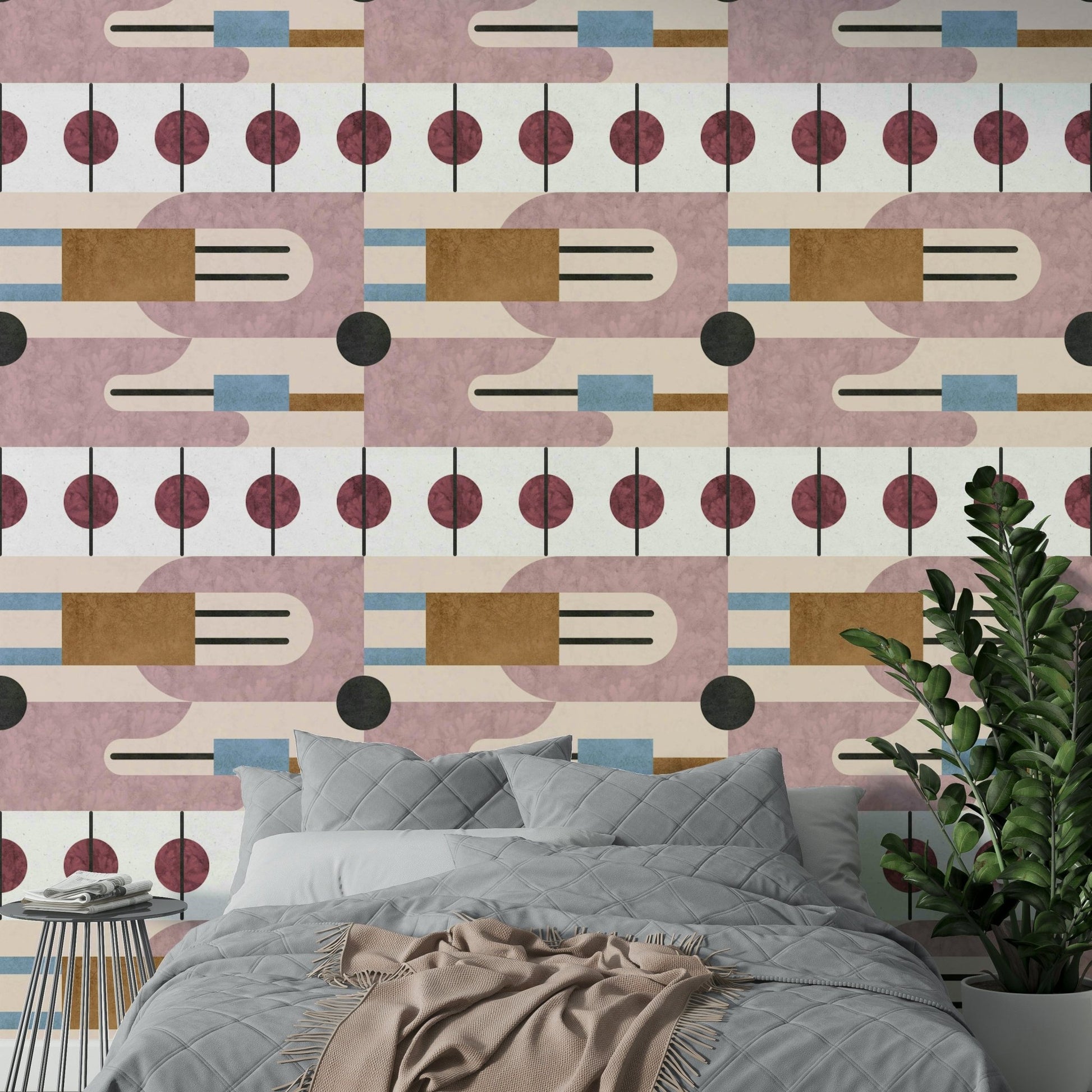 Earthy geometric design wallpaper in warm tones

