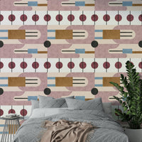 Earthy geometric design wallpaper in warm tones

