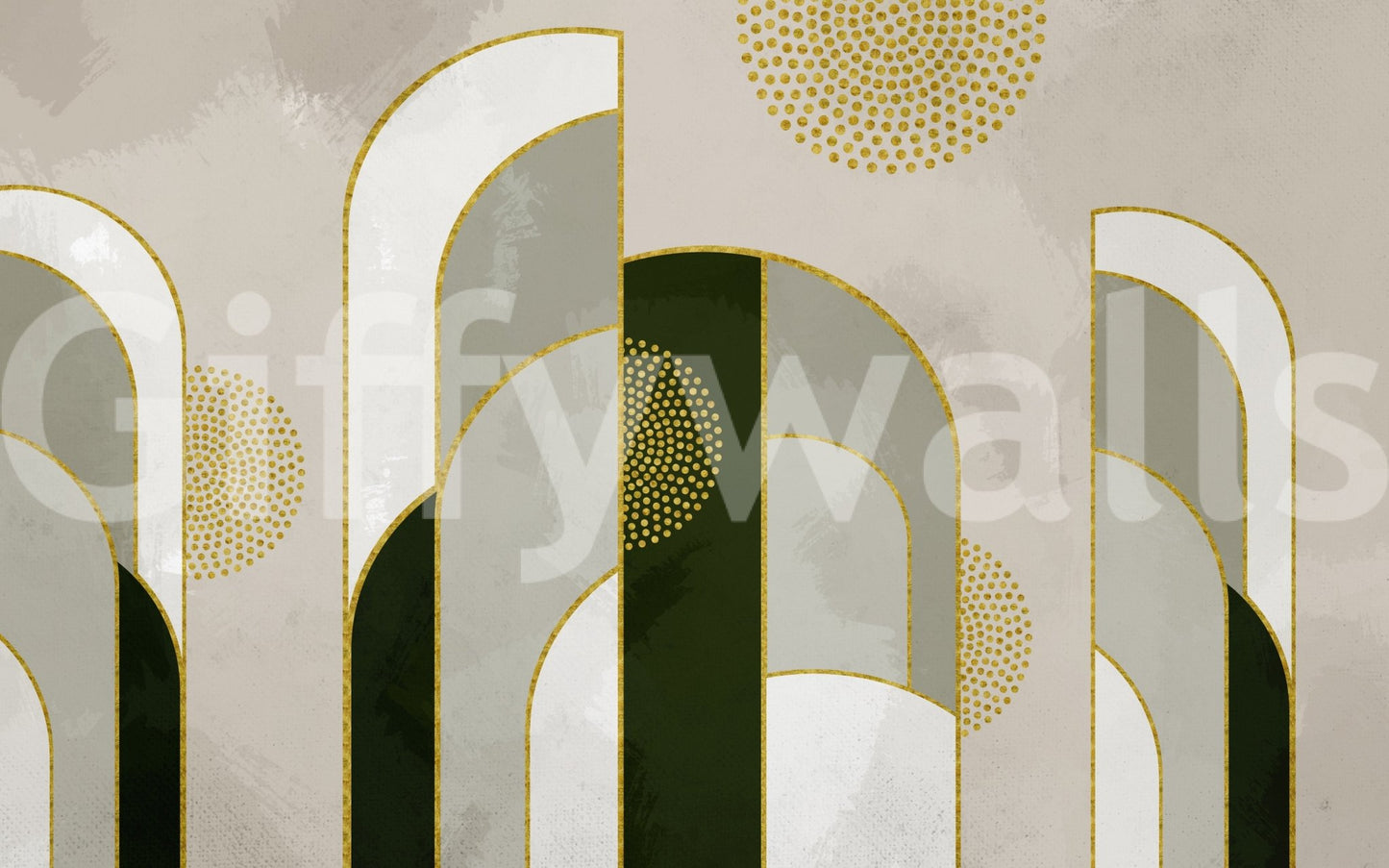 Abstract Gold & Green Wall Mural