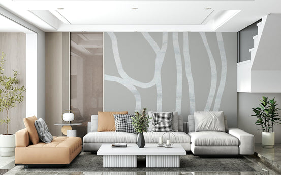 A beautiful abstract gray line wallpaper mural for a modern home., GD5503