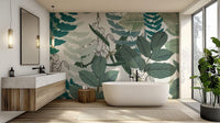 Abstract foliage mural for interiors
