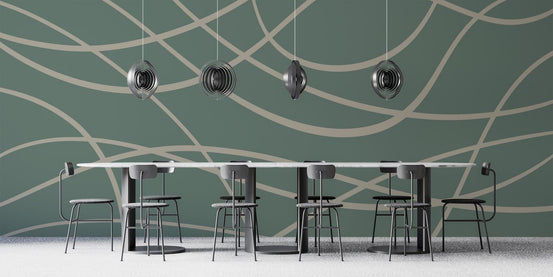 Abstract Green Line Wallpaper Mural C513