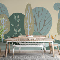 Abstract Green Tree Forest Wallpaper Mural - Giffywalls