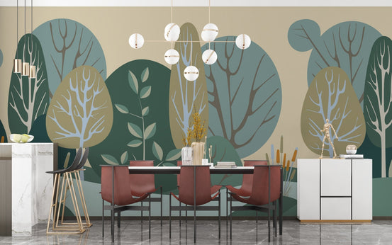 Abstract green forest wallpaper design A119
