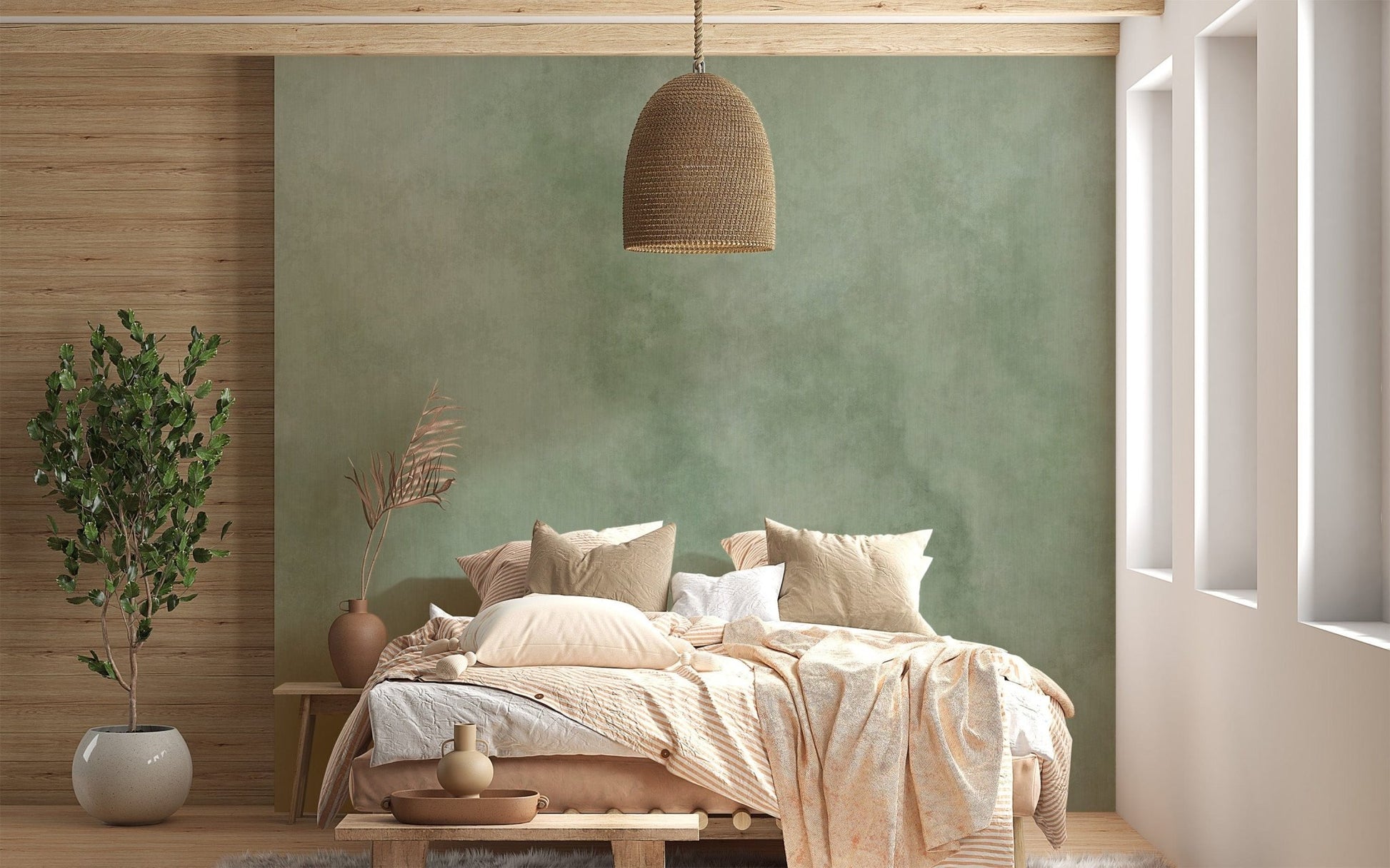 Abstract Green Watercolor Wall Mural - Giffywalls