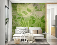 Stunning green abstract mural for living room walls., GD1508