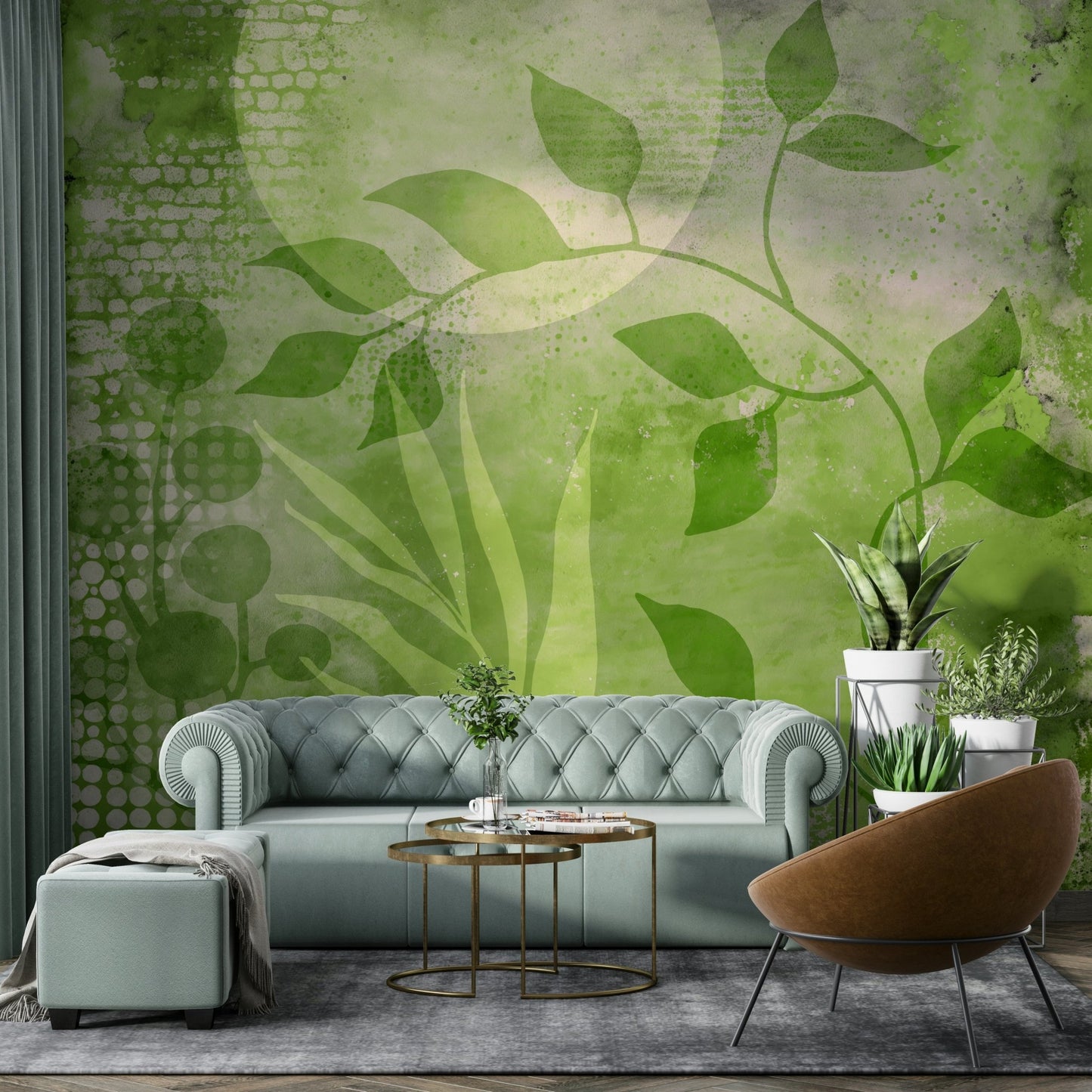 Mixed media art featuring lush greenery for walls., GD1508