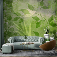 Mixed media art featuring lush greenery for walls., GD1508
