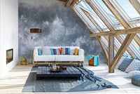 Refined abstract grey grunge mural with urban-inspired patterns. B652
