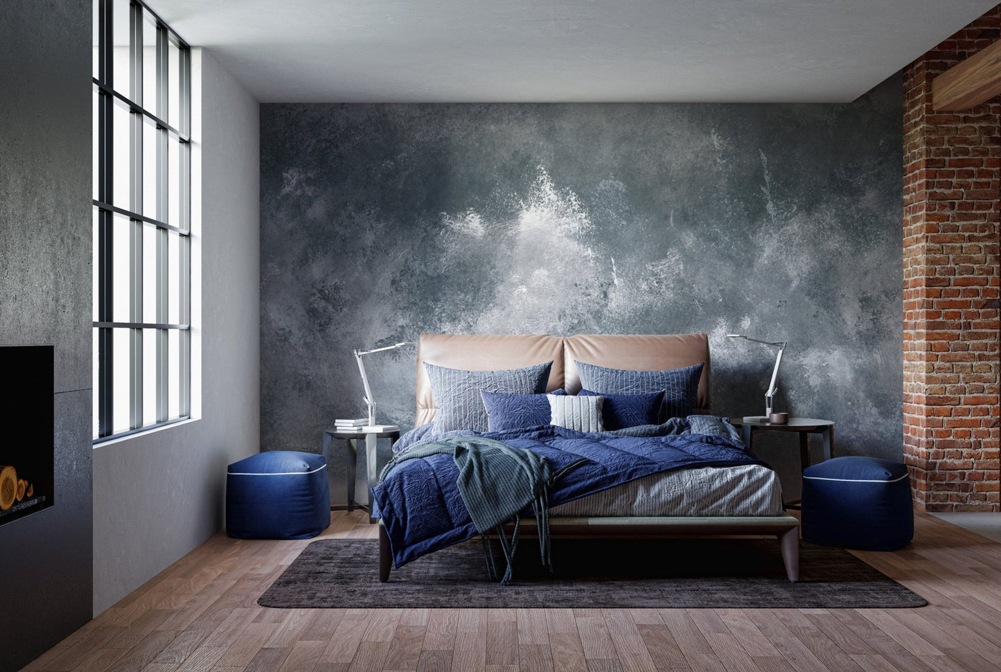 Abstract grey grunge mural for a sophisticated wall upgrade. B652