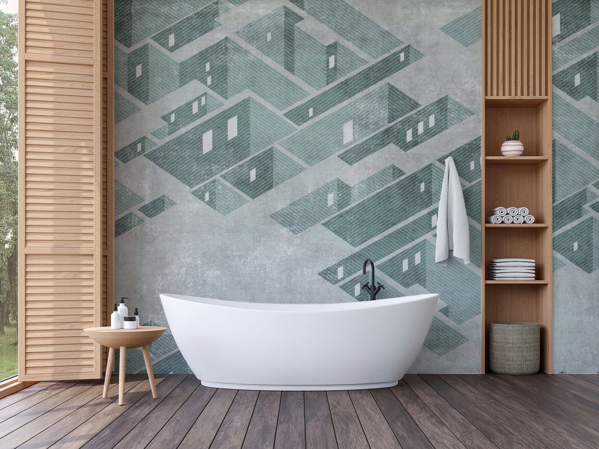 Modern geometric wall art mural design
