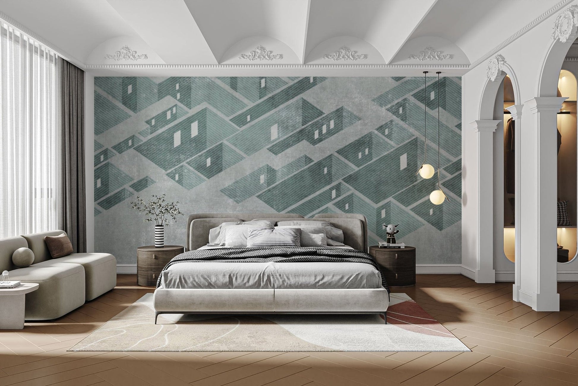 Stylish abstract geometric wall mural
